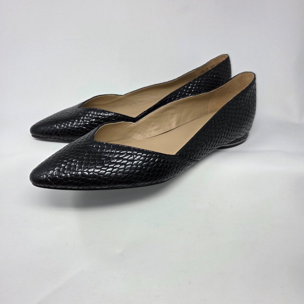 Naturalizer Havana Flats in Black Patent Leather Snake Finish, Size 9.5W, NWOT